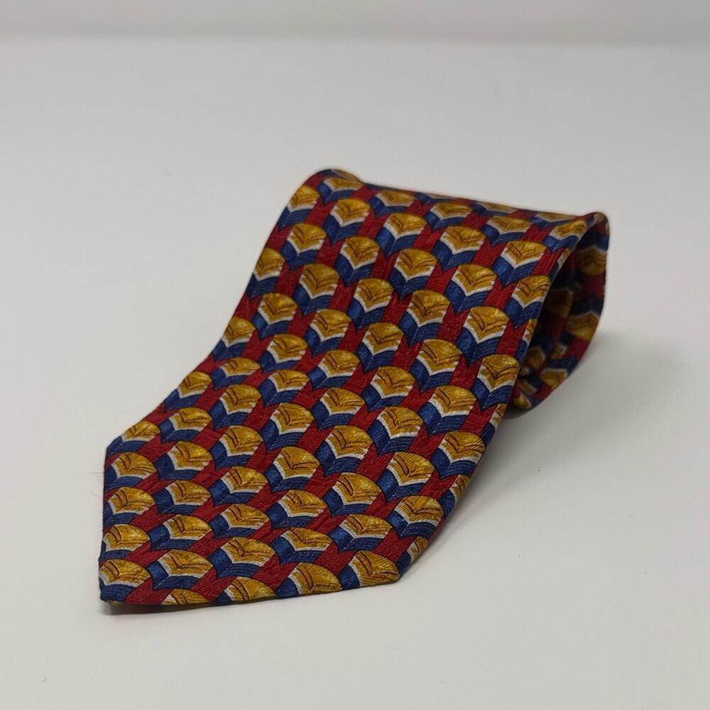 Ermenegildo Zegna 100% Silk Tie - Red/Blue/Gold